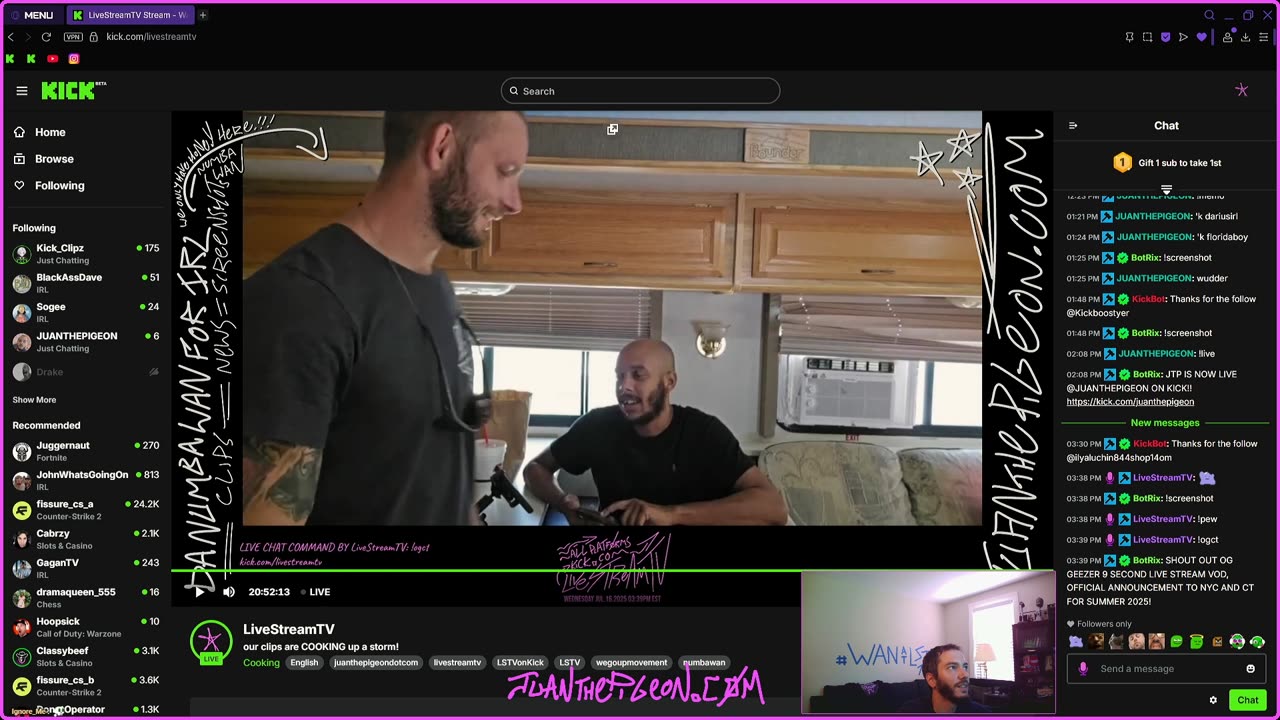 JTPFRAMINGHAM ON YT AND JUANTHEPIGEON ON KICK LIVE NOW!!!