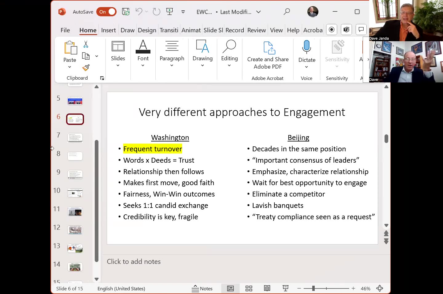 FORMER ASSISTANT SECRETARY OF STATE DAVID STILWELL DISSECTS THE FOLLY OF ENGAGEMENT