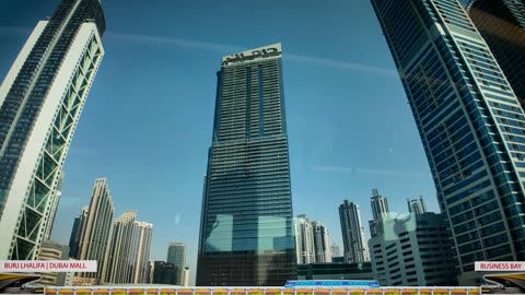 Dubai Metro Sheikh Zayed Road with Skyscrapers names 