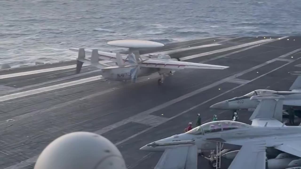 An E-2D Hawkeye carrier-based airborne