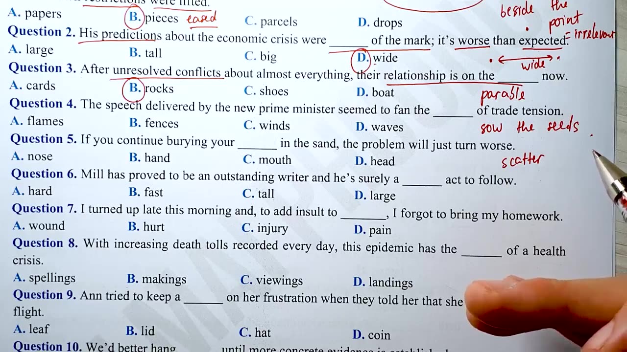 1 Bộ câu hỏi IDIOMs trọng tâm dễ trúng tủ Buổi 2