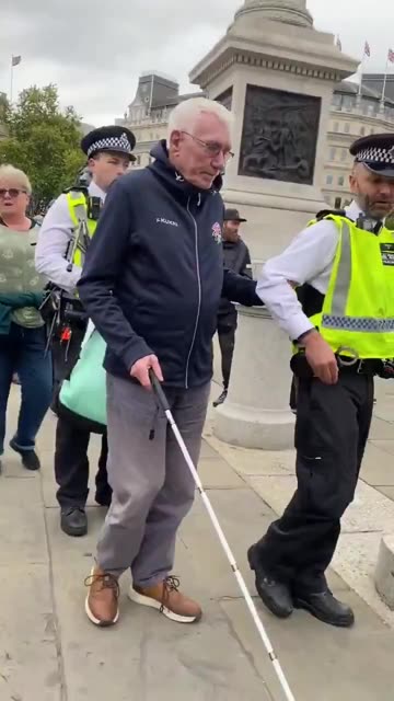 UK Gestapo Police arrest and cart off a blind and disabled man in London - to be taken to prison