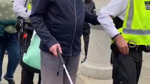 UK Gestapo Police arrest and cart off a blind and disabled man in London - to be taken to prison