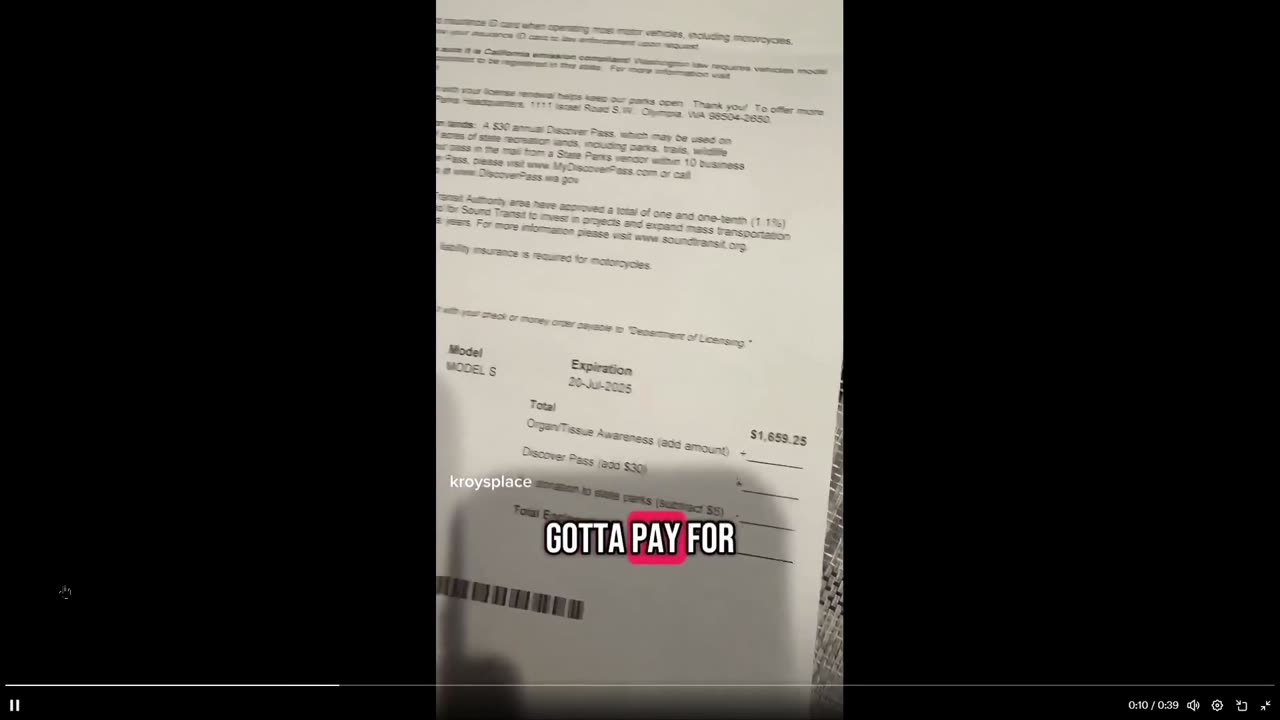 Washington State charges you $1,659.25 a year per car PLUS! for Electric cars!!