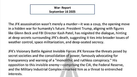WAR REPORT - SEPT 16 2025 - NOTHING CAN STOP WHAT IS COMING - NOTHING