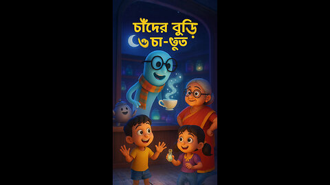 চাঁদের বুড়ি ও চা-ভূত | A Ghostly Cup of Tea on the Moon - Bengali 3D Animated Short!