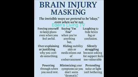 Brain injury MASKING with Eden's Living TV ch 16 WYBU