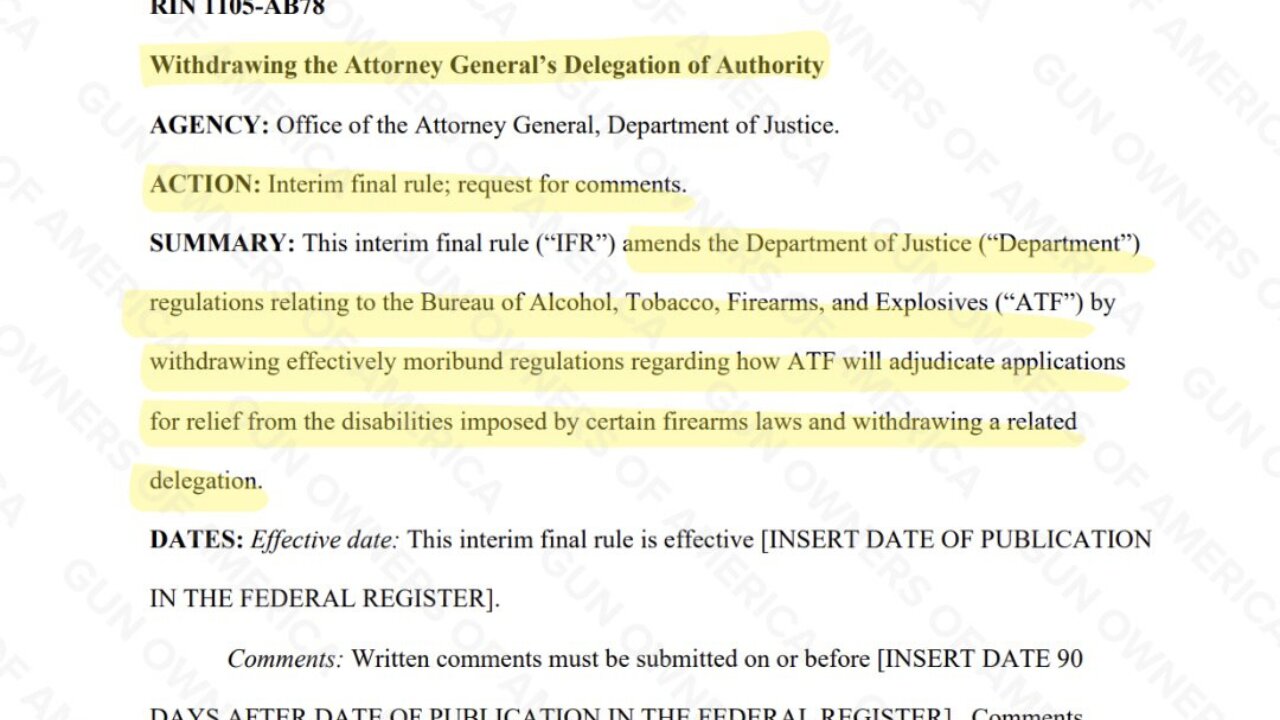 Breaking: Federal Restoration of Gun Rights