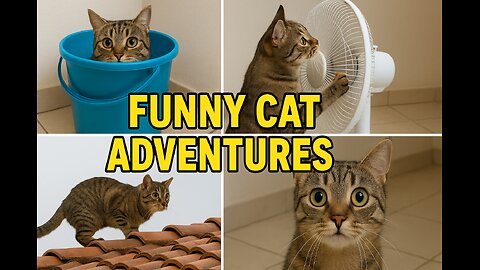 "Funny Cat Adventures: Buckets, Fans, and Rooftop Escapades!"