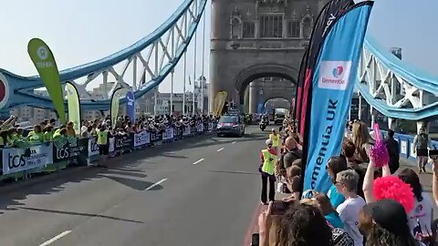 Protesters storm London Marathon.