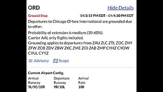 Chicago O'Hare International Airport (ORD) in Illinois currently under ground stop