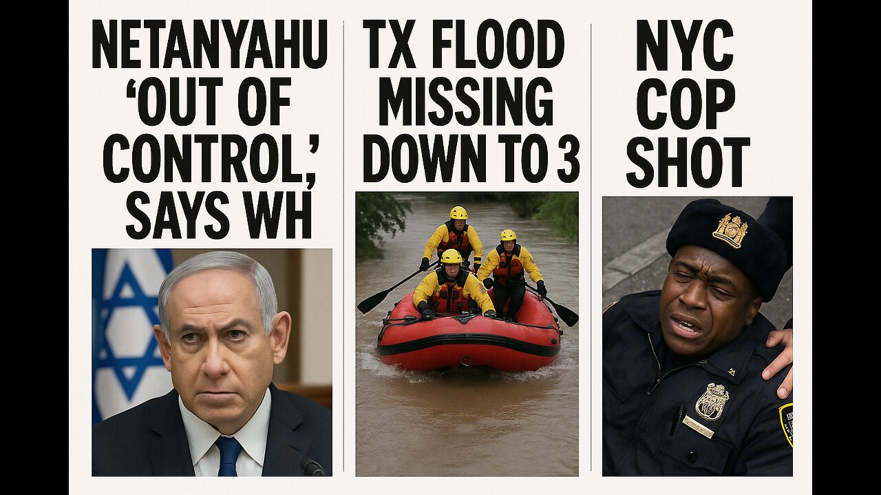 Netanyahu 'Out of Control,' Says WH; TX Flood Missing Down to 3; NYC Cop Shot