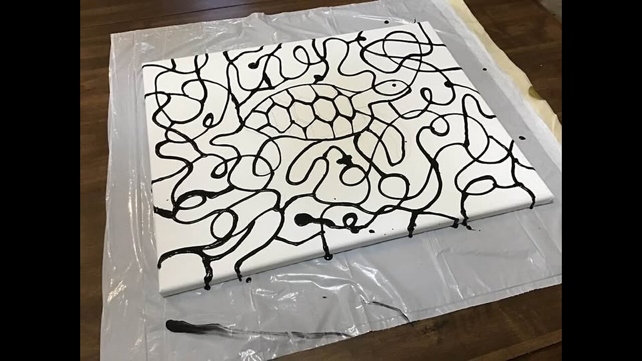In the Studio: Line Pour Abstract