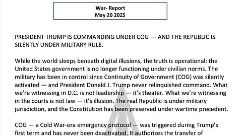 WAR REPORT - MAY 20 2025 - CONTINUITY OF GOVERNMENT - COG