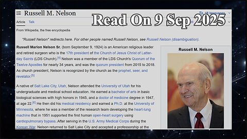 Russell M Nelson - 9 September 2025