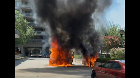 An Amazon Delivery Van Caught Fire on street in Washington D.C. Sunday, it's unclear if anyone was...