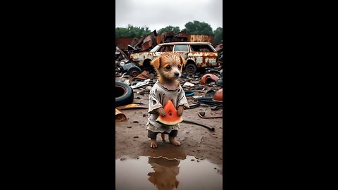 Made fun of the poor puppy because he had eaten a ripe watermelon waqas112082