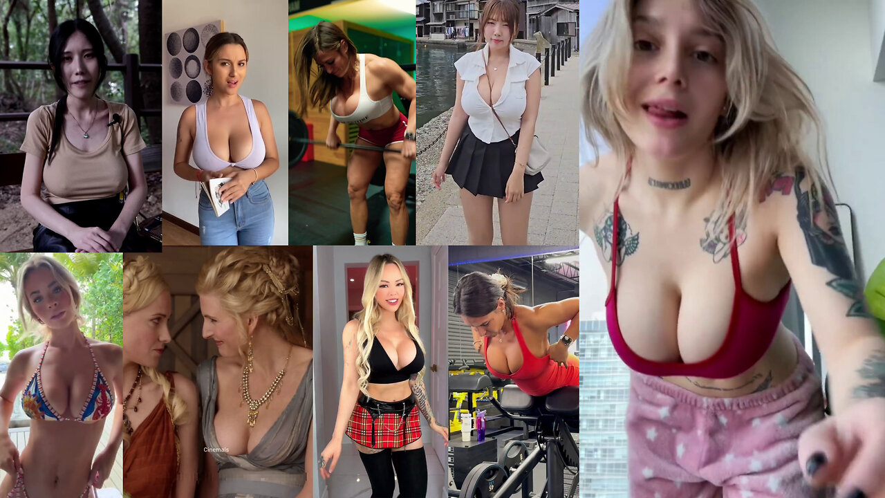 Huge Boobs / No Bra / Hard Nipples 31 - Big bank tiktok challenge ❤️‍ClipchampGirls 2025