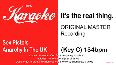 Sex Pistols - Anarchy In The UK (Key C) 134bpm (2025) Karaoke