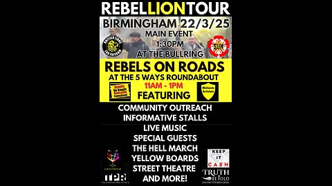 Live Rebels On Roads RebelLionTour British Lions For Freedom Birmingham 22.03.25