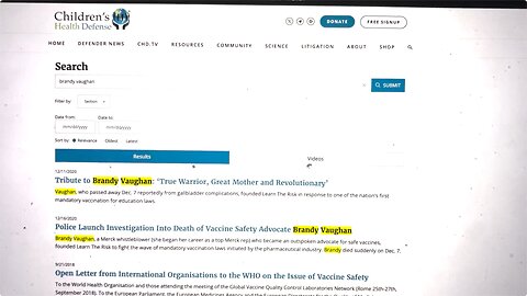 Children’s health defense website corrects misspelling of Brandy Vaughan memorial page! (Vaughn)