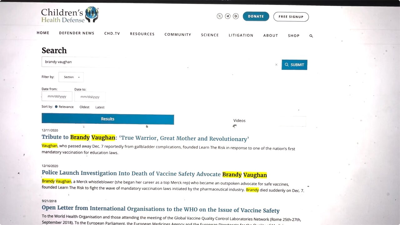 Children’s health defense website corrects misspelling of Brandy Vaughan memorial page! (Vaughn)