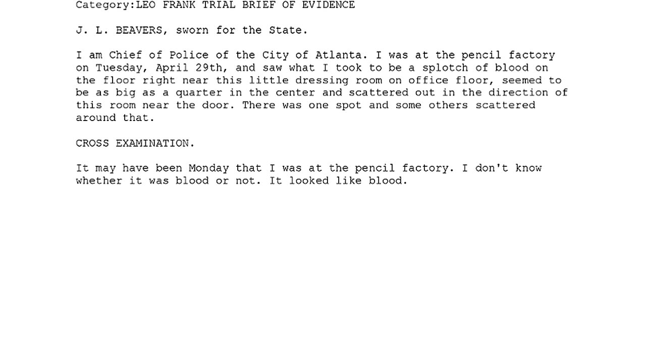 J L BEAVERS, Sworn In For The State, 24th To Testify