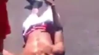 White Kid Beats Down Negro with No Shirt