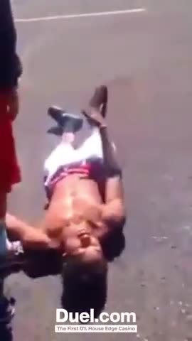 White Kid Beats Down Negro with No Shirt