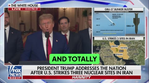 President Trump tells the nation Iran’s key nuclear facilities have been COMPLETELY OBLITERATED
