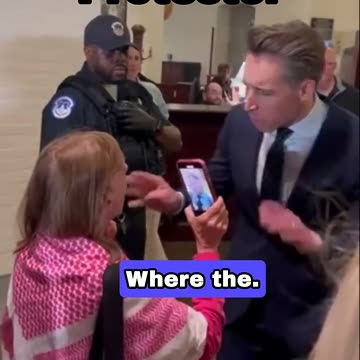 Senator Josh Hawley Confronts Pro-Hamas Protestor