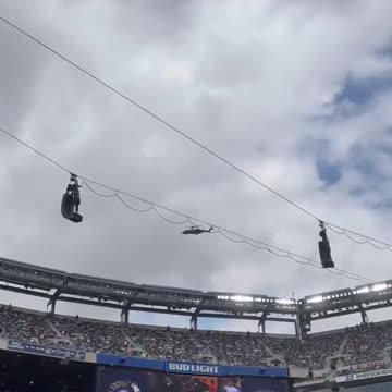 President J. Donald Trump flies over in Marine One at the FIFA Club World Club at MetLife Stadium in New Jersey.