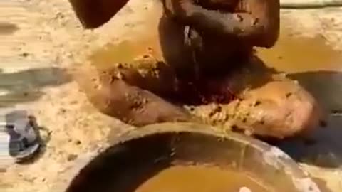 Indian Man Takes A Bath