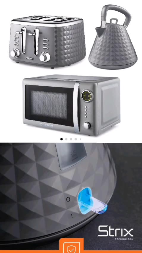 Geepas 3-in-1 Kitchen Set—Digital Microwave,Kettle & 4-Slice Toaster for Ultimate Modern Convenience