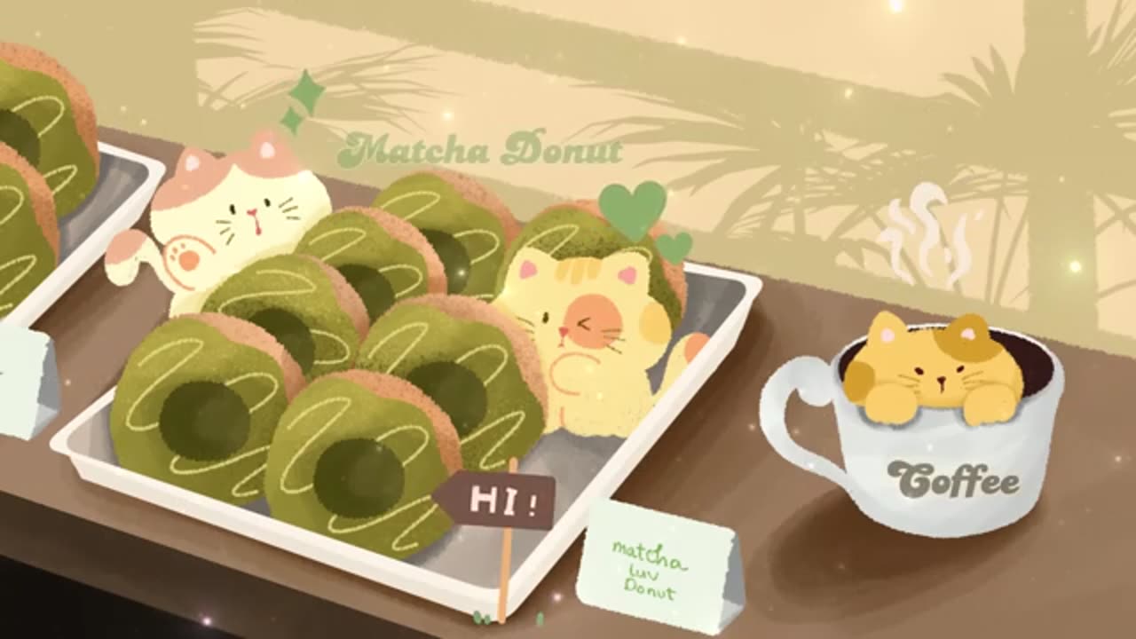 Cafe Music 🍵🍩Matcha Latte 🎋1 Hour Cafe Song🎐Stream cafe🌼cute & relaxing🍰 Make Your Day Better