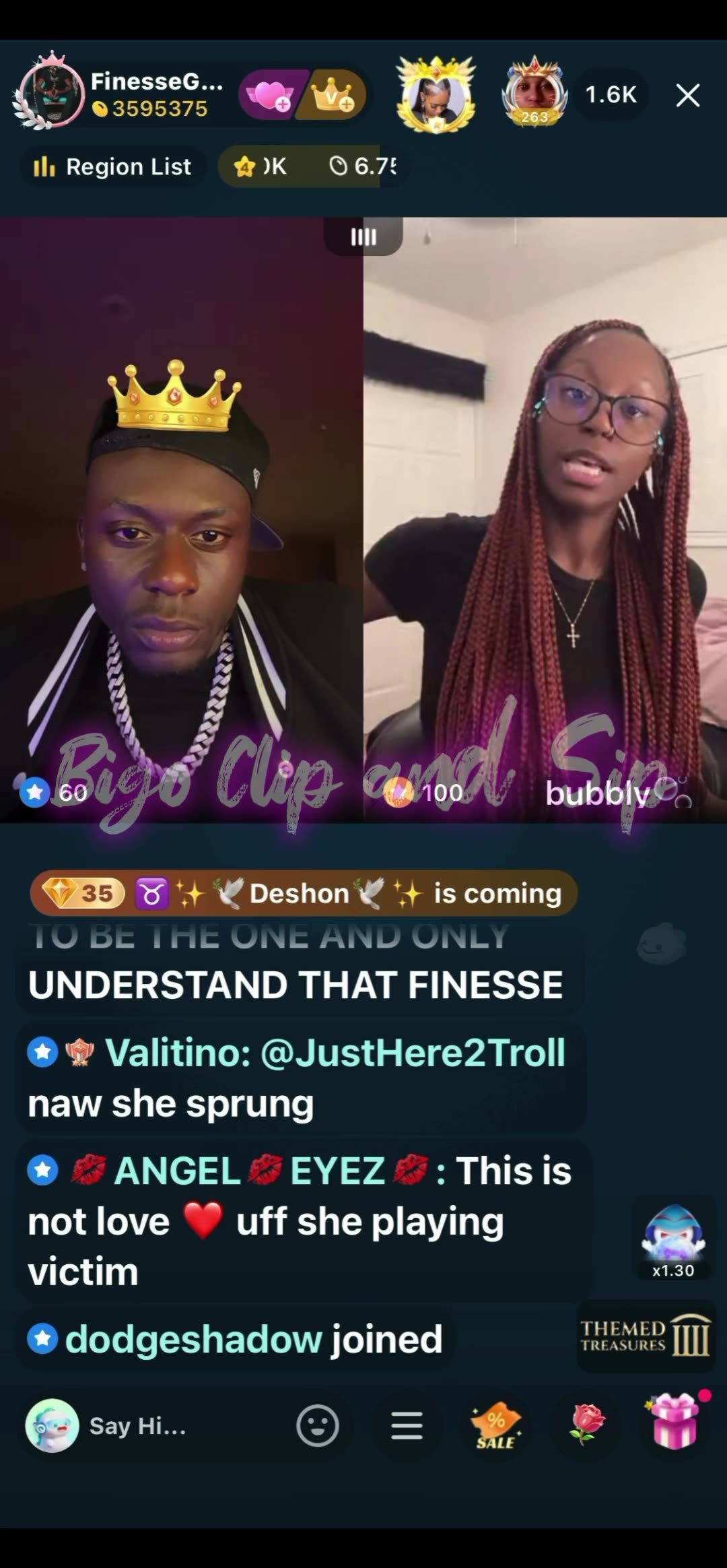 Finesse n Bubbly going back n forth after split up 11/2/25 #bigoclipandsip