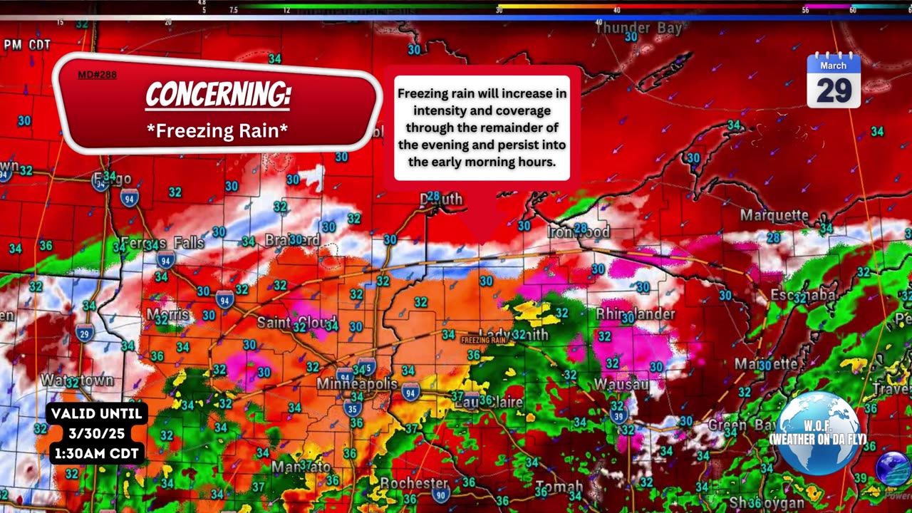 🌧️ Mesoscale Discussion #288: Freezing Rain Threat! 3/29/25 #shorts #weatherupdate