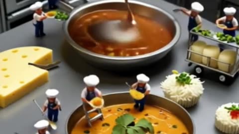 Tiny chief making food