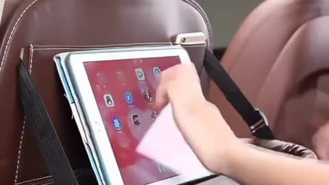 Luxury PU Leather Car Seat Back Organizer with Foldable Tray