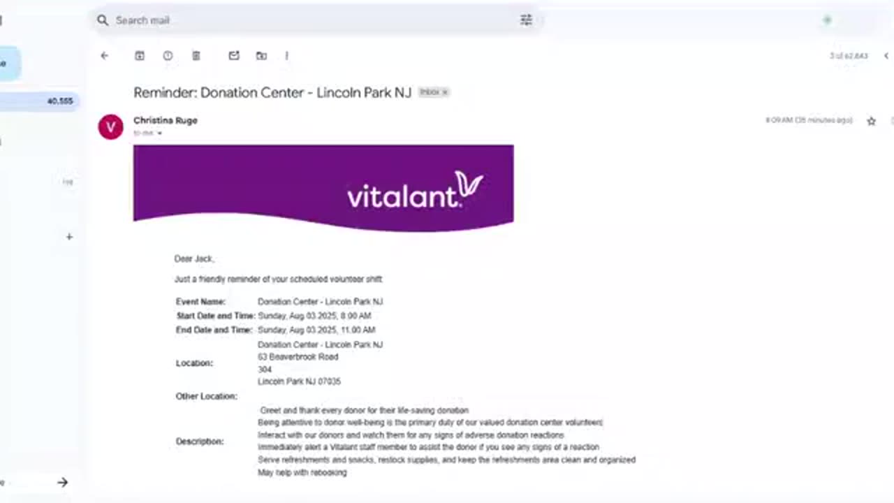 Reminder: Donation Center - Lincoln Park NJ