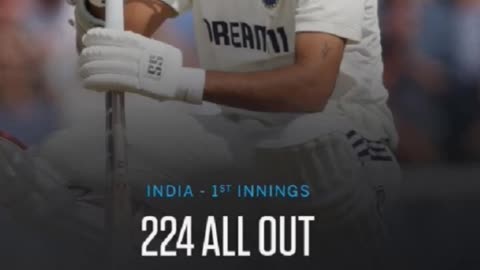 India all out 224 runs in the 5th test vs England at Leeds. Karun Nair 57 runs