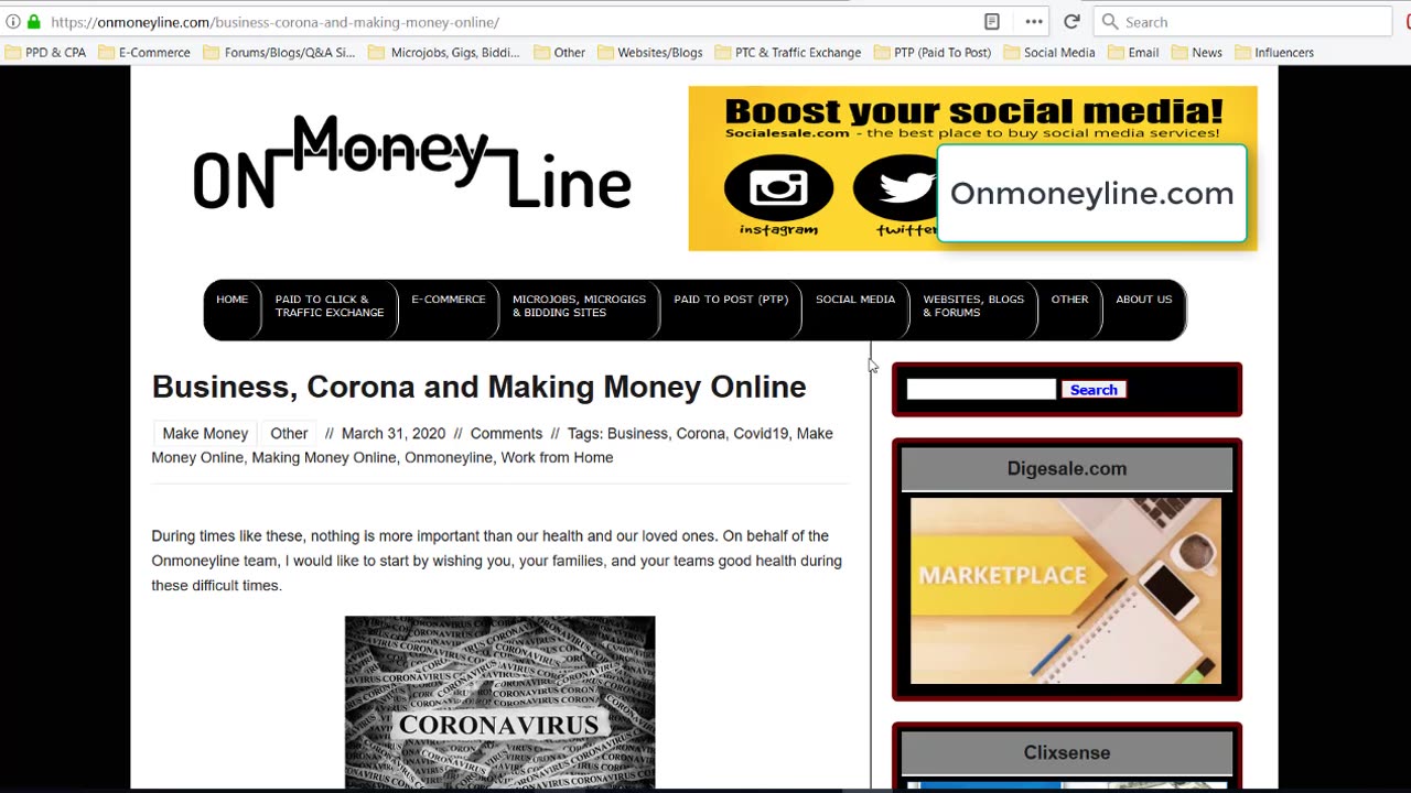 Business, Corona and Making Money Online - Onmoneyline