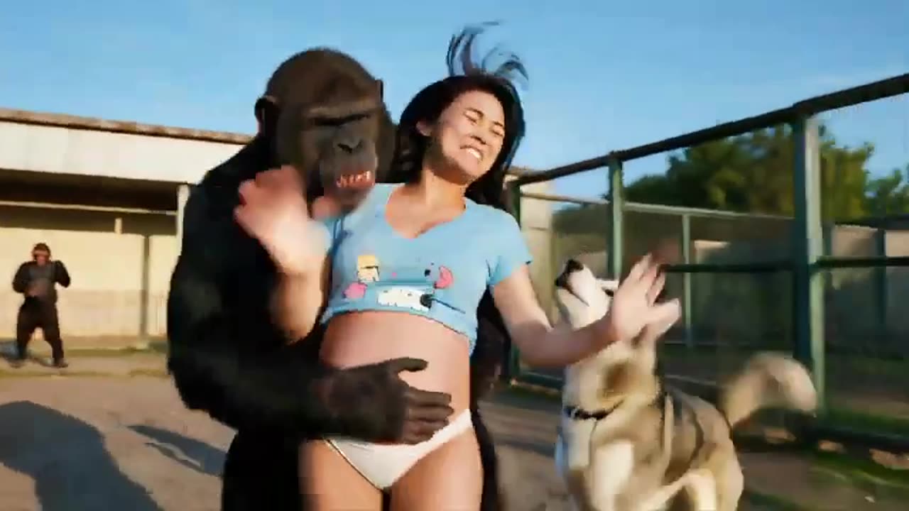 Black Gorilla Vs Dog