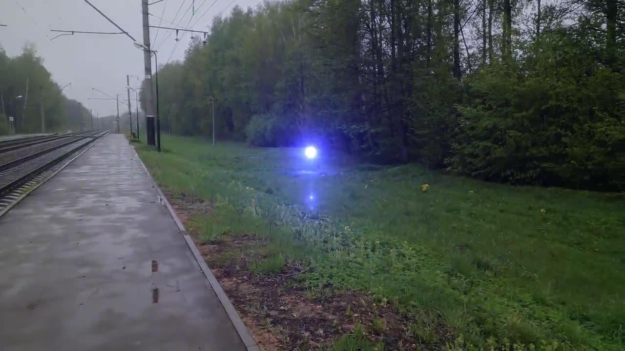 Ball lightning near railway tracks