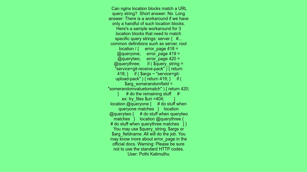 Can nginx location blocks match a URL query string