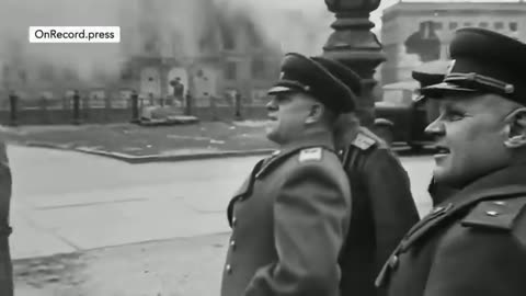 A Victorious Georgy Zhukov tours the ruins of Berlin Germany
