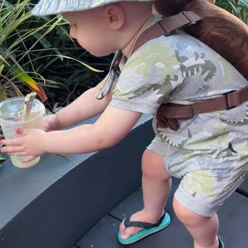 Spencer's Adorable Smoothie Moment in Surfers Paradise