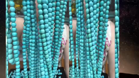 250613-7 Sleeping Beauty Turquoise Bead Strand: Liquid Blue Galaxy Around the Neck