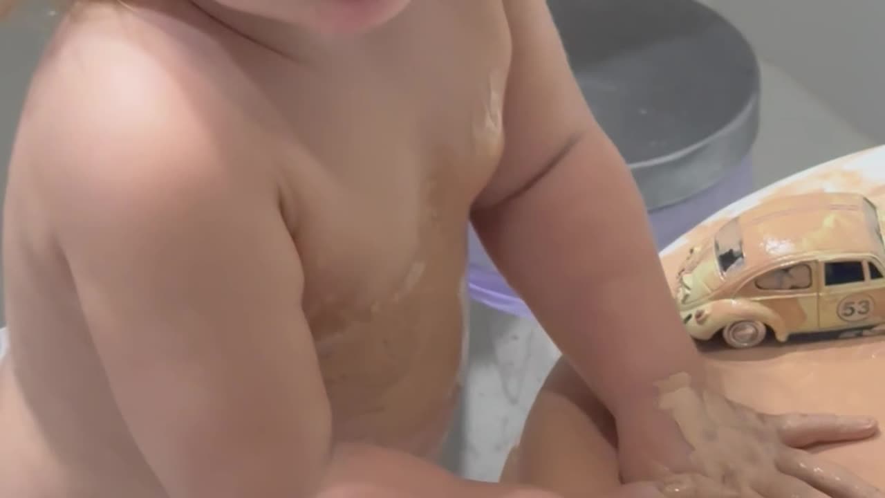 Baby Covers Toilet In Makeup Foundation