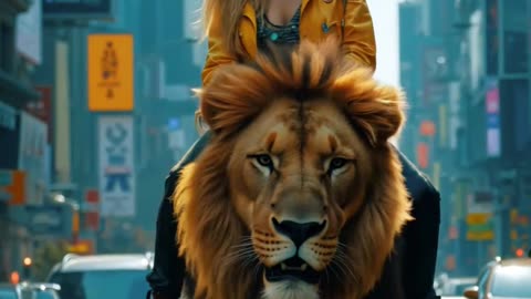 Lion Loose in the City! Shocking Encounter Caught on Camera 🦁🚨 #funny #funnyanimals #funnypets